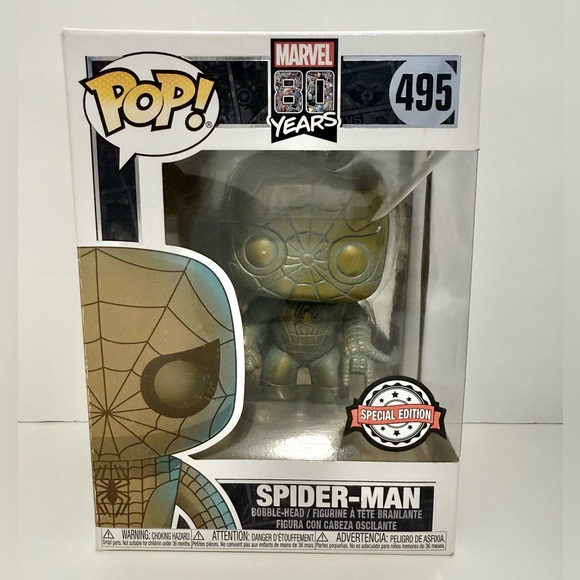 Marvel 80th Anniversary Bobblehead Spider-Man Pop! Figure - Black and Gray - Picture 2 of 7